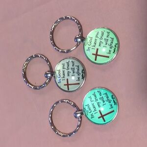 3 different color God 1" round keychains great for Gifting nwot